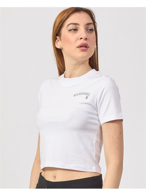 T-shirt cropped Richmond X con logo RICHMOND X | UWP25198TSOFF-WHITE